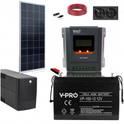 Zestaw solarny Panel 110W Inwerter 230V / 600VA / AGM 45Ah