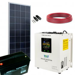 Zestaw panel słoneczny 140W Inwerter 1000W sinus + AGM 100Ah + kable