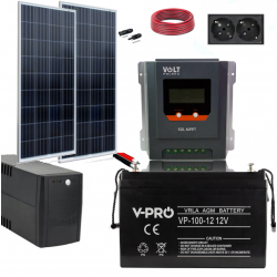 Zestaw Fotowoltaiczny 220W  inwerter solarny UPS 230V / 350W / Akumulator AGM 100Ah